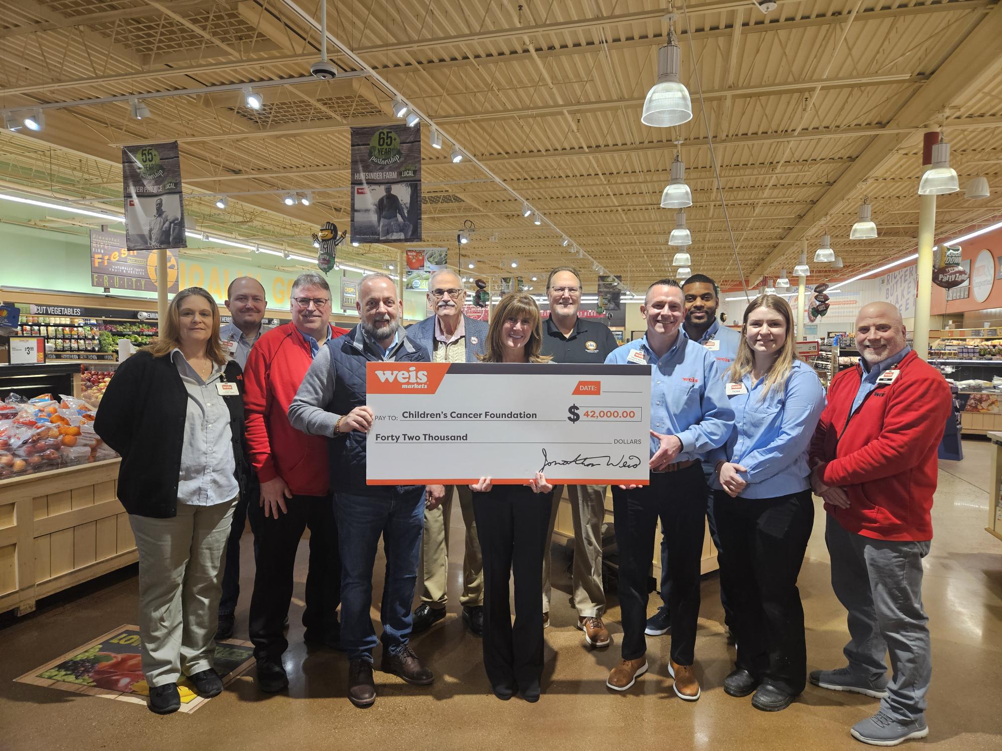 Weis Markets donations to Children's Cancer Foundation 2025.