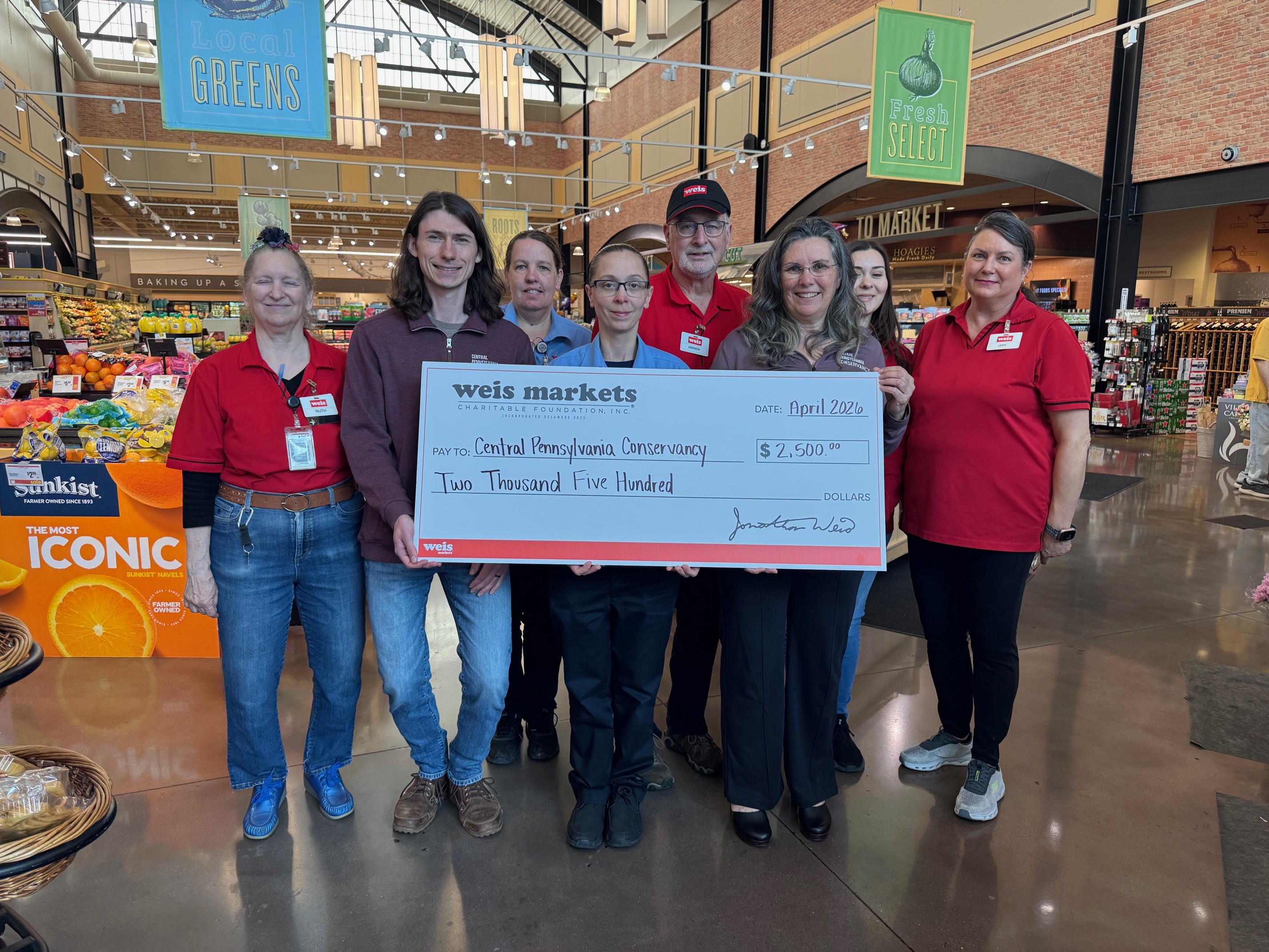 Weis Markets Donation to Central PA Conservancy 2026