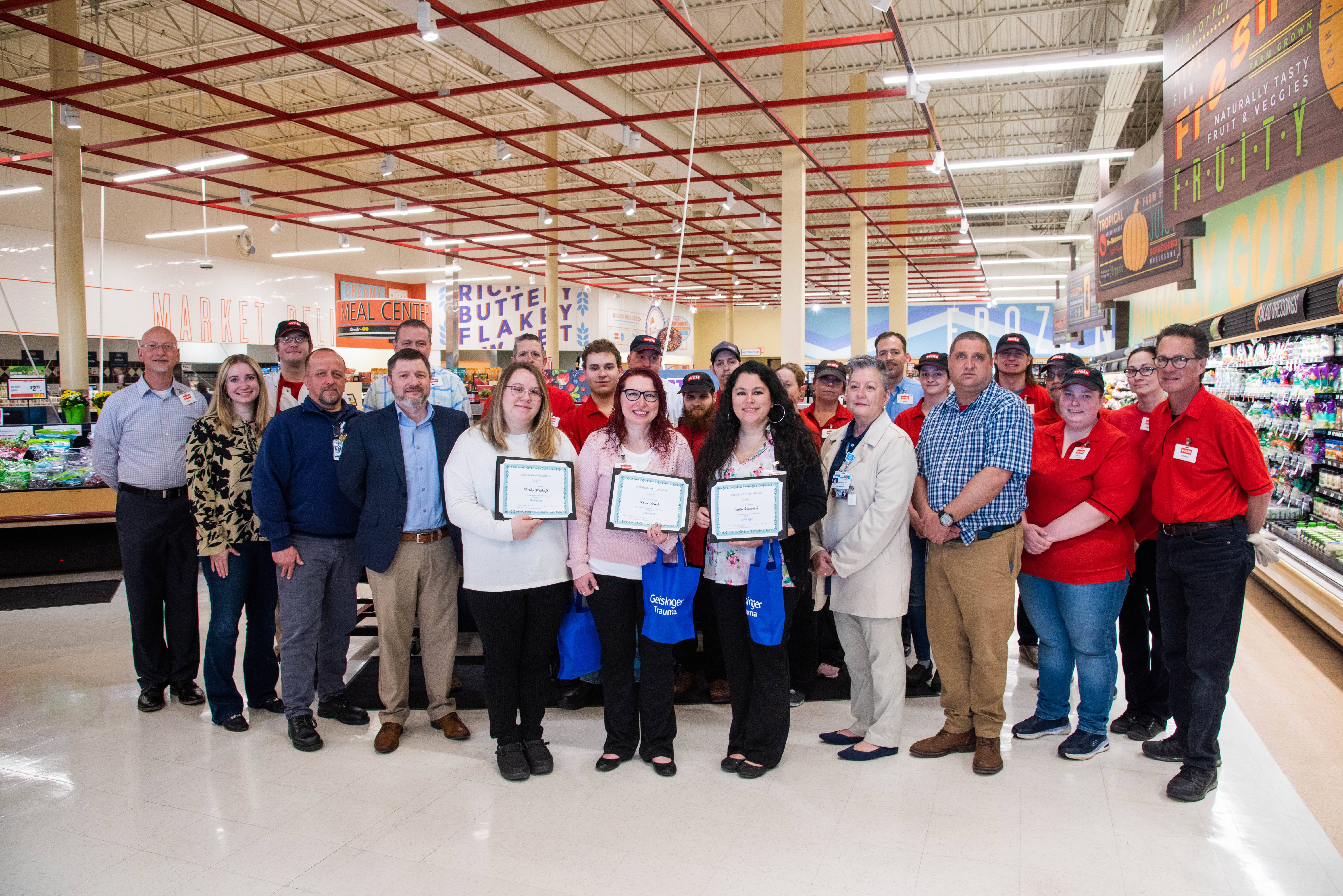 Three Weis Markets associates performed lifesaving actions on a customer experiencing severe bleeding. 