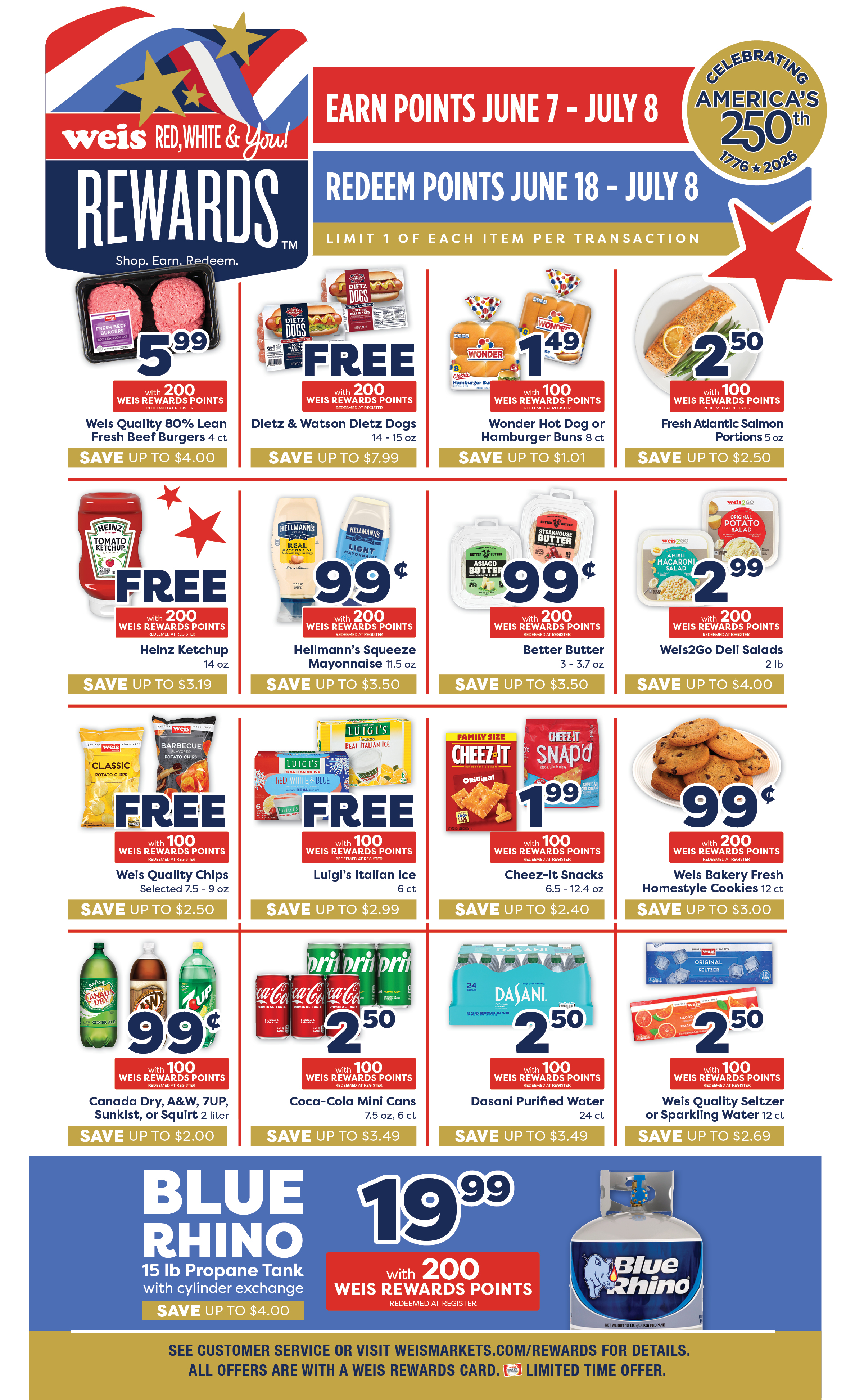 Weis Red White and You Rewards. See store for details.