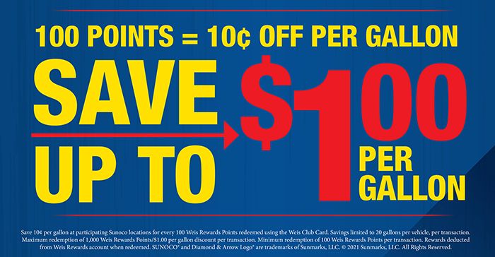 100 points equals 10¢ off per gallon